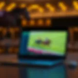 Digital horse racing platform on a laptop screen