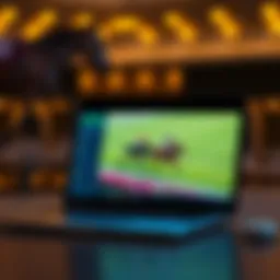 Digital horse racing platform on a laptop screen