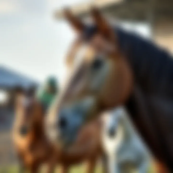 A collage showcasing various horse breeds prominent in Japan