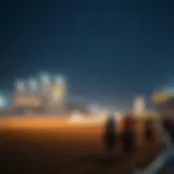 Japanese Horse Racing Track Spectacle Spectacular view of a Japanese horse race track during an event