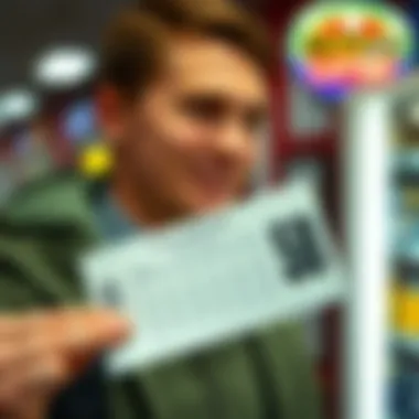 A close-up view of a lottery ticket being held