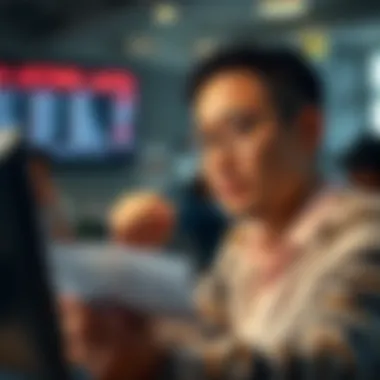 Analyzing Lottery Data A thoughtful person analyzing lottery data with a focused expression