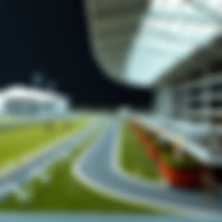 Layout of a modern racecourse showcasing its various facilities