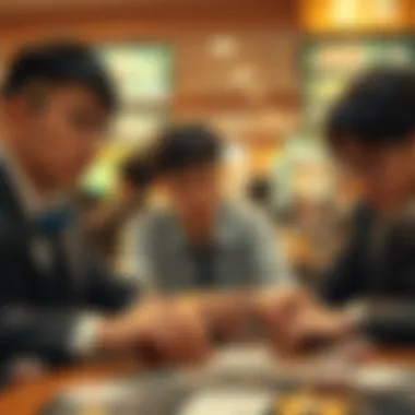 An illustration capturing the social implications of gambling culture as depicted in manga.