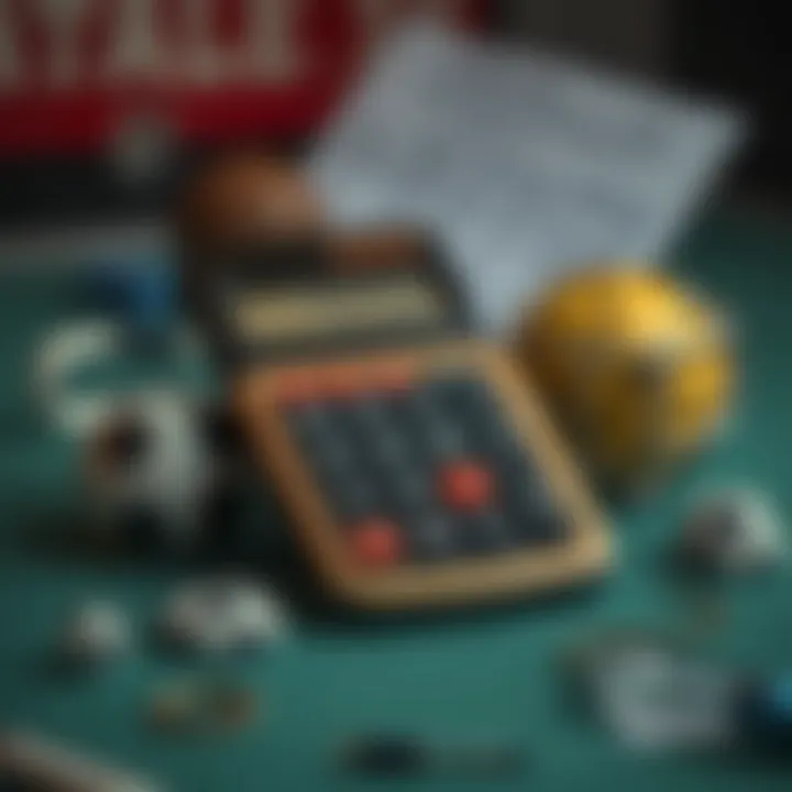 Illustration of a calculator and sports symbols