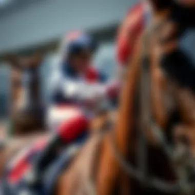 Close-up of a jockey on a racehorse