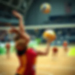 Exciting volleyball match in progress